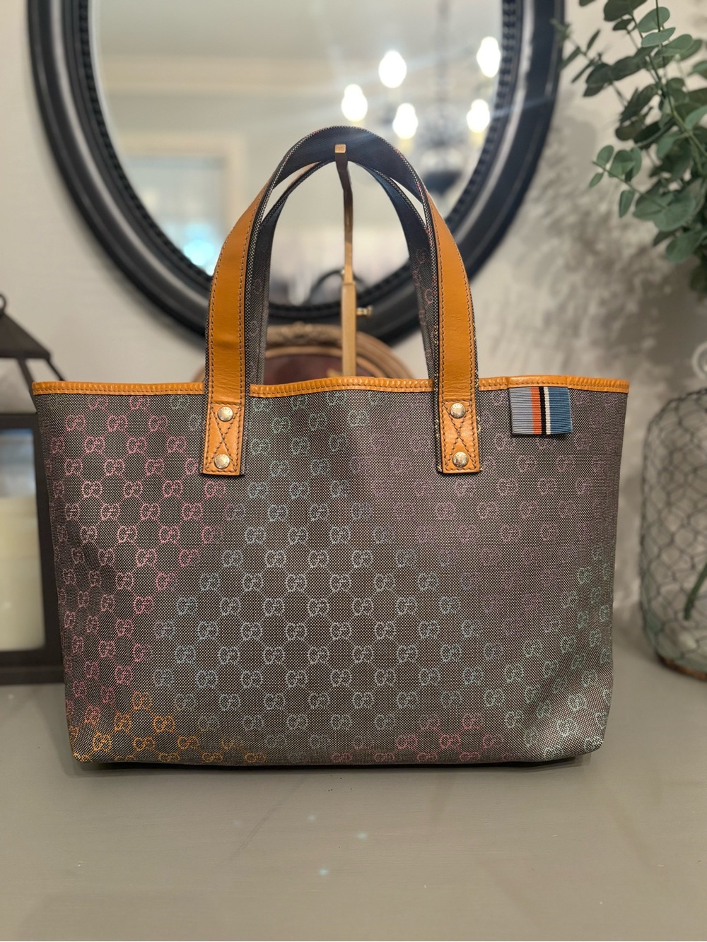 Gucci Rainbow/Multicolor GG Monogram Canvas Tote Bag